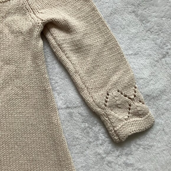 Catherine Malandrino Mini Sweater Baby Dress 12M | Cream Knit w/ Flowers VGUC - Picture 14 of 16